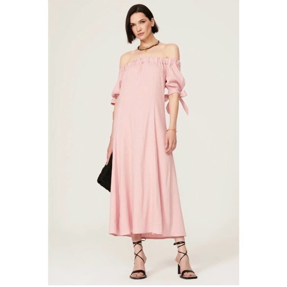 SFIZIO Pink Off Shoulder Midi Dress Women's Size 8 EUC Made in Italy